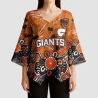 Personalized Greater Western Sydney Giants Kimono Sleeve Blouse Aboriginal Dot Painting Graffiti Style