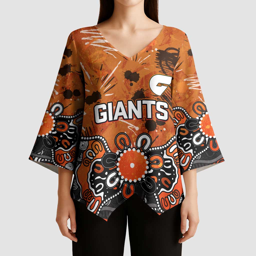 Personalized Greater Western Sydney Giants Kimono Sleeve Blouse Aboriginal Dot Painting Graffiti Style