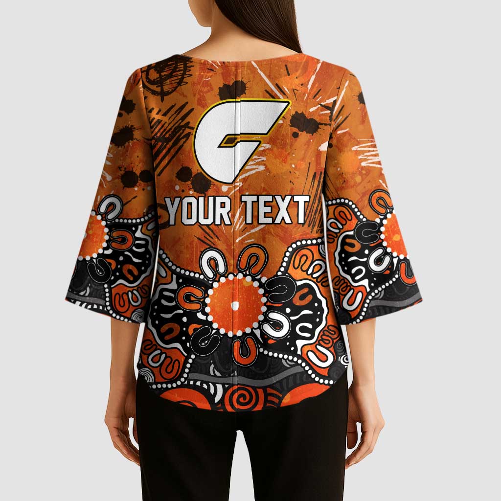 Personalized Greater Western Sydney Giants Kimono Sleeve Blouse Aboriginal Dot Painting Graffiti Style