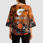 Personalized Greater Western Sydney Giants Kimono Sleeve Blouse Aboriginal Dot Painting Graffiti Style