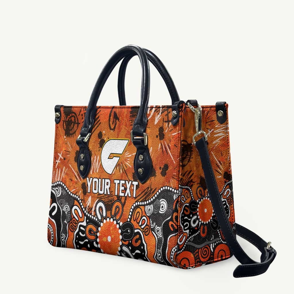 Personalized Greater Western Sydney Giants Leather Bag Aboriginal Dot Painting Graffiti Style