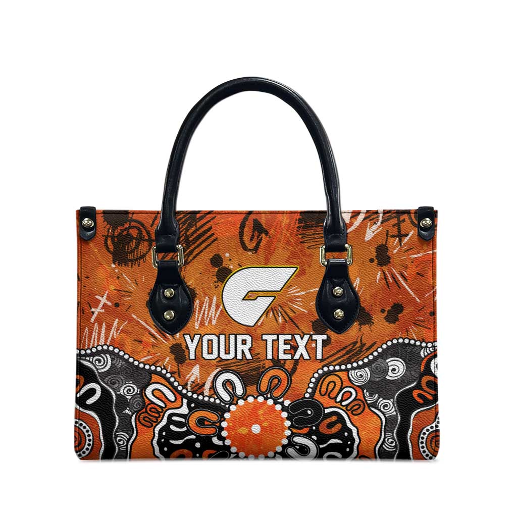 Personalized Greater Western Sydney Giants Leather Bag Aboriginal Dot Painting Graffiti Style