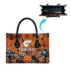 Personalized Greater Western Sydney Giants Leather Bag Aboriginal Dot Painting Graffiti Style