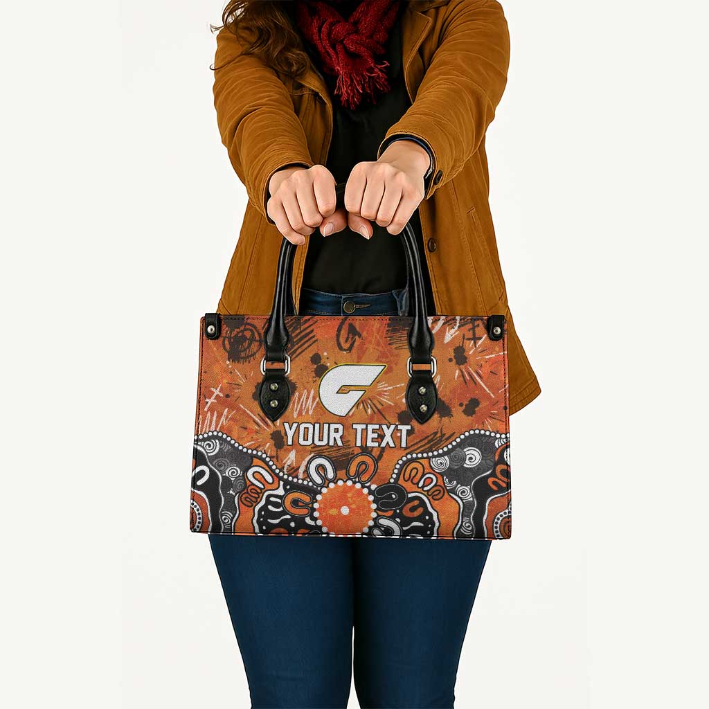 Personalized Greater Western Sydney Giants Leather Bag Aboriginal Dot Painting Graffiti Style