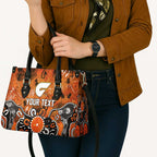 Personalized Greater Western Sydney Giants Leather Bag Aboriginal Dot Painting Graffiti Style