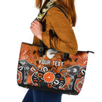 Personalized Greater Western Sydney Giants Leather Tote Bag Aboriginal Dot Painting Graffiti Style