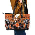 Personalized Greater Western Sydney Giants Leather Tote Bag Aboriginal Dot Painting Graffiti Style