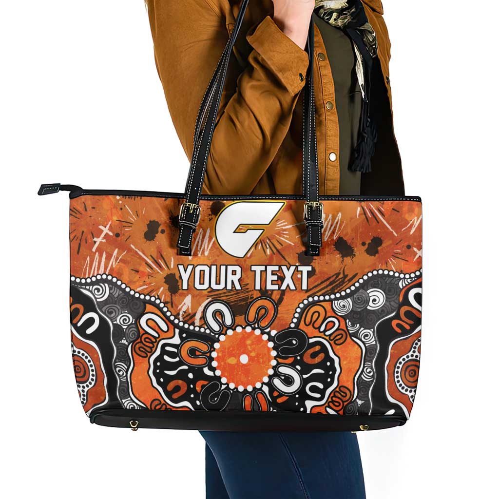 Personalized Greater Western Sydney Giants Leather Tote Bag Aboriginal Dot Painting Graffiti Style
