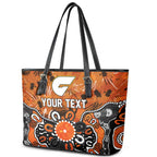 Personalized Greater Western Sydney Giants Leather Tote Bag Aboriginal Dot Painting Graffiti Style
