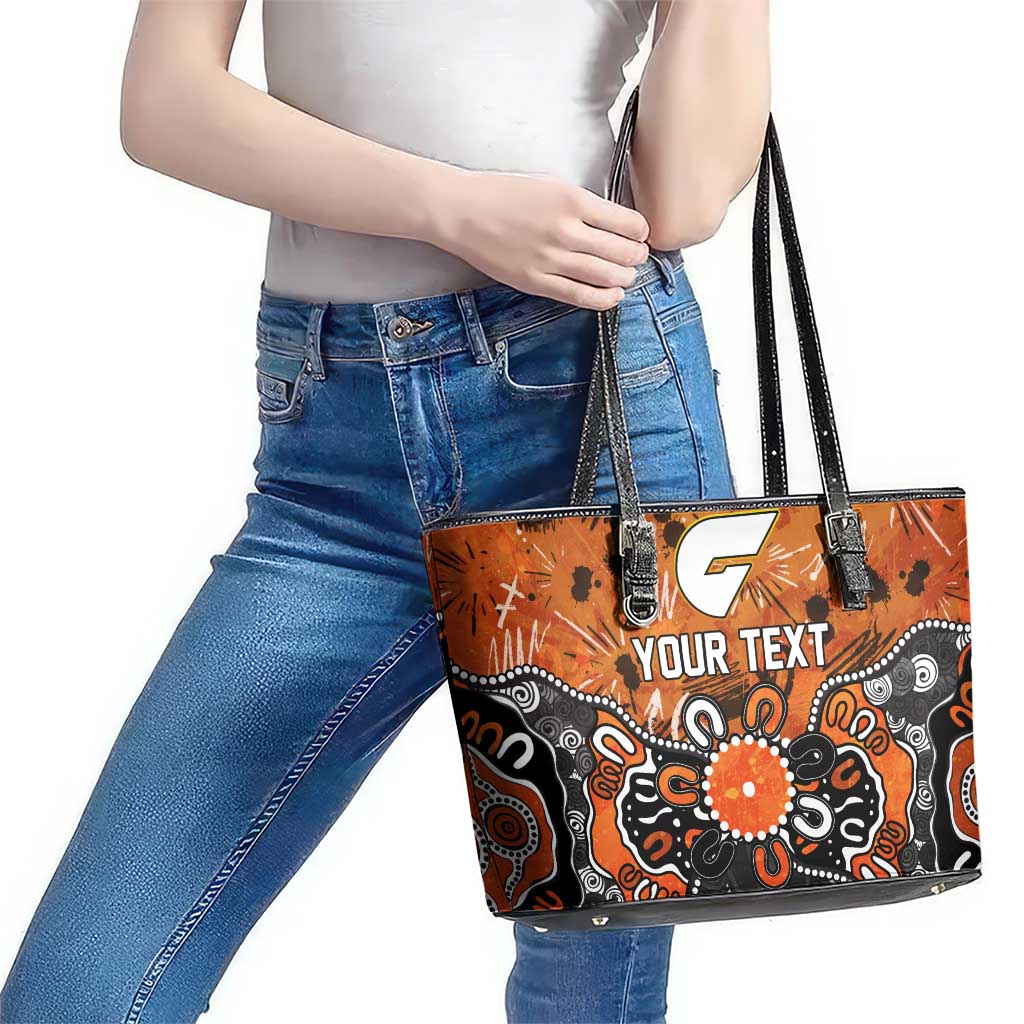 Personalized Greater Western Sydney Giants Leather Tote Bag Aboriginal Dot Painting Graffiti Style