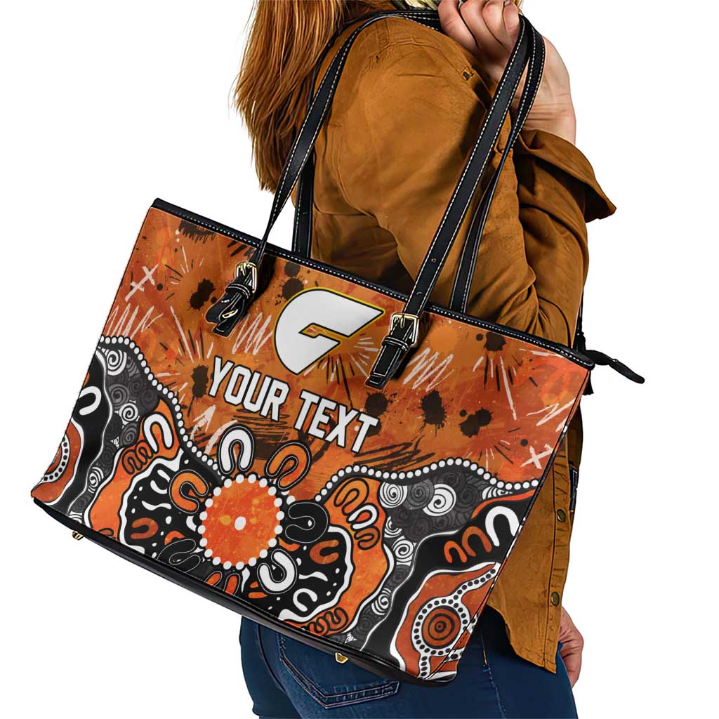 Personalized Greater Western Sydney Giants Leather Tote Bag Aboriginal Dot Painting Graffiti Style