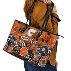 Personalized Greater Western Sydney Giants Leather Tote Bag Aboriginal Dot Painting Graffiti Style