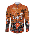 Personalized Greater Western Sydney Giants Long Sleeve Button Shirt Aboriginal Dot Painting Graffiti Style