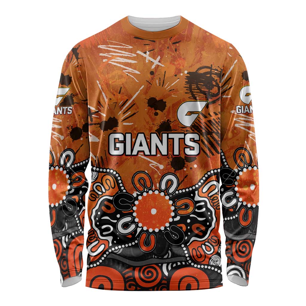 Personalized Greater Western Sydney Giants Long Sleeve Shirt Aboriginal Dot Painting Graffiti Style