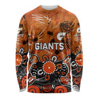 Personalized Greater Western Sydney Giants Long Sleeve Shirt Aboriginal Dot Painting Graffiti Style
