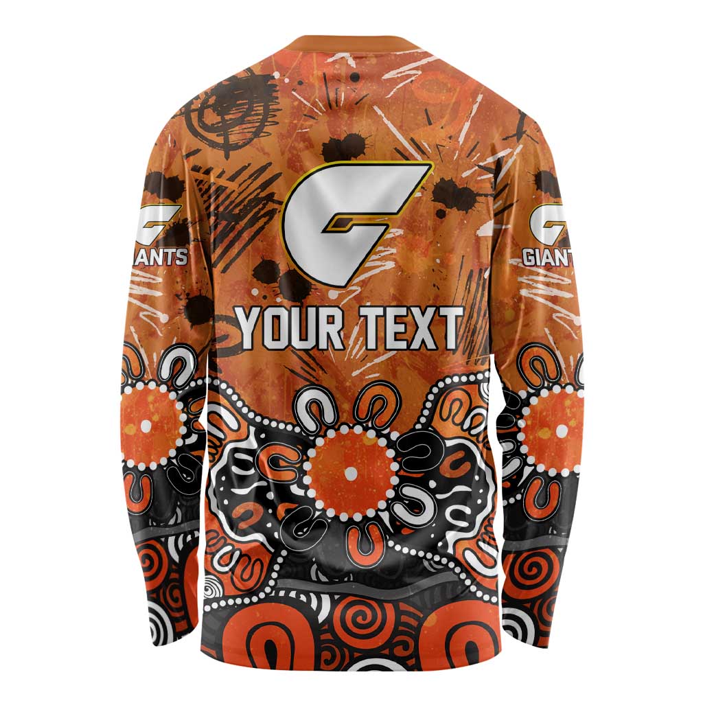 Personalized Greater Western Sydney Giants Long Sleeve Shirt Aboriginal Dot Painting Graffiti Style