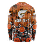Personalized Greater Western Sydney Giants Long Sleeve Shirt Aboriginal Dot Painting Graffiti Style