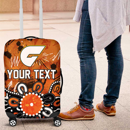 Personalized Greater Western Sydney Giants Luggage Cover Aboriginal Dot Painting Graffiti Style