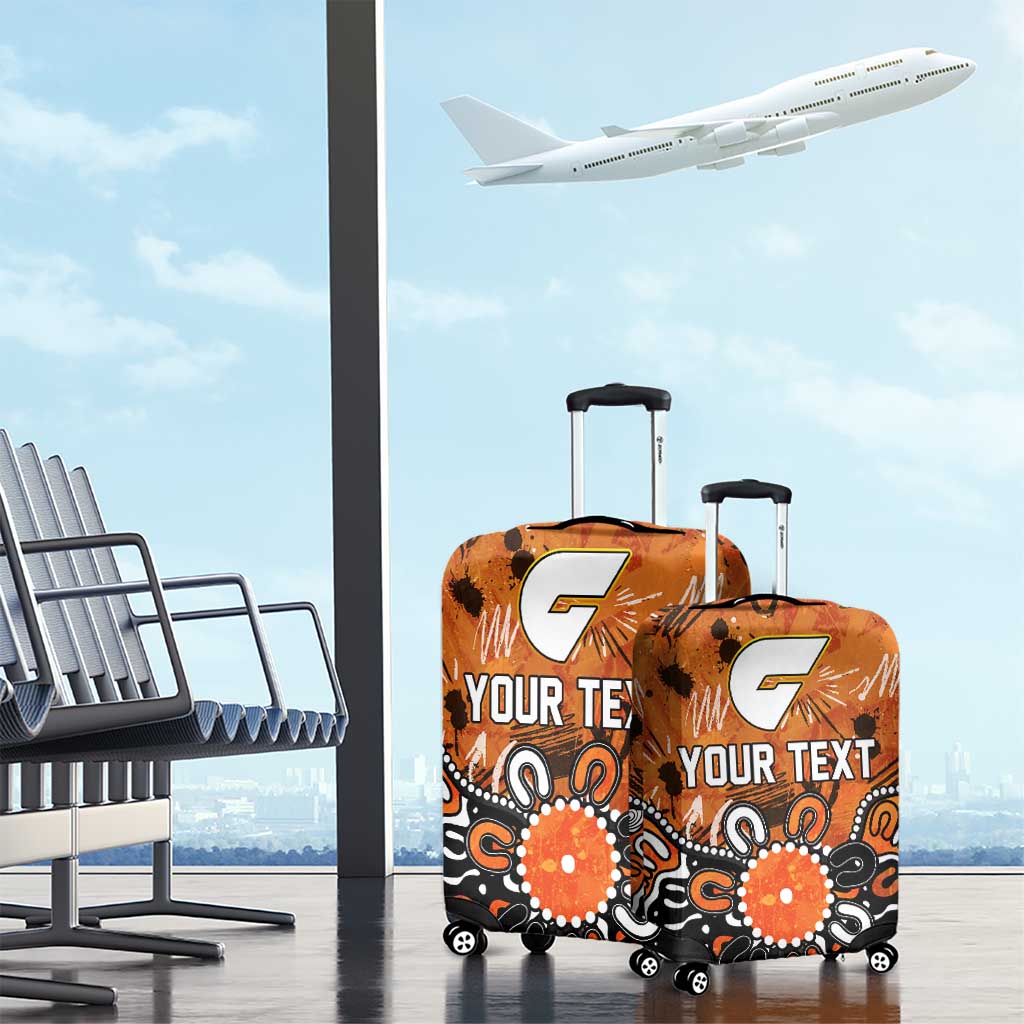 Personalized Greater Western Sydney Giants Luggage Cover Aboriginal Dot Painting Graffiti Style