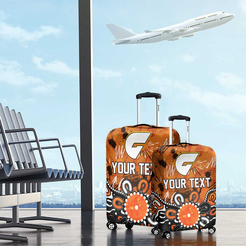 Personalized Greater Western Sydney Giants Luggage Cover Aboriginal Dot Painting Graffiti Style