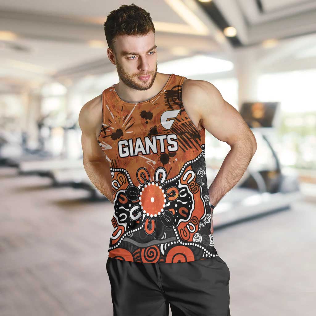 Personalized Greater Western Sydney Giants Men Tank Top Aboriginal Dot Painting Graffiti Style