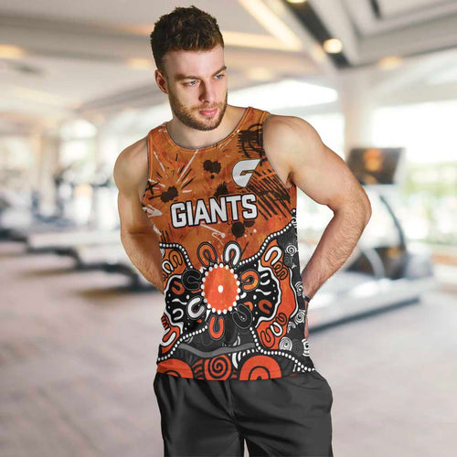 Personalized Greater Western Sydney Giants Men Tank Top Aboriginal Dot Painting Graffiti Style