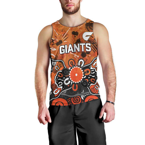 Personalized Greater Western Sydney Giants Men Tank Top Aboriginal Dot Painting Graffiti Style