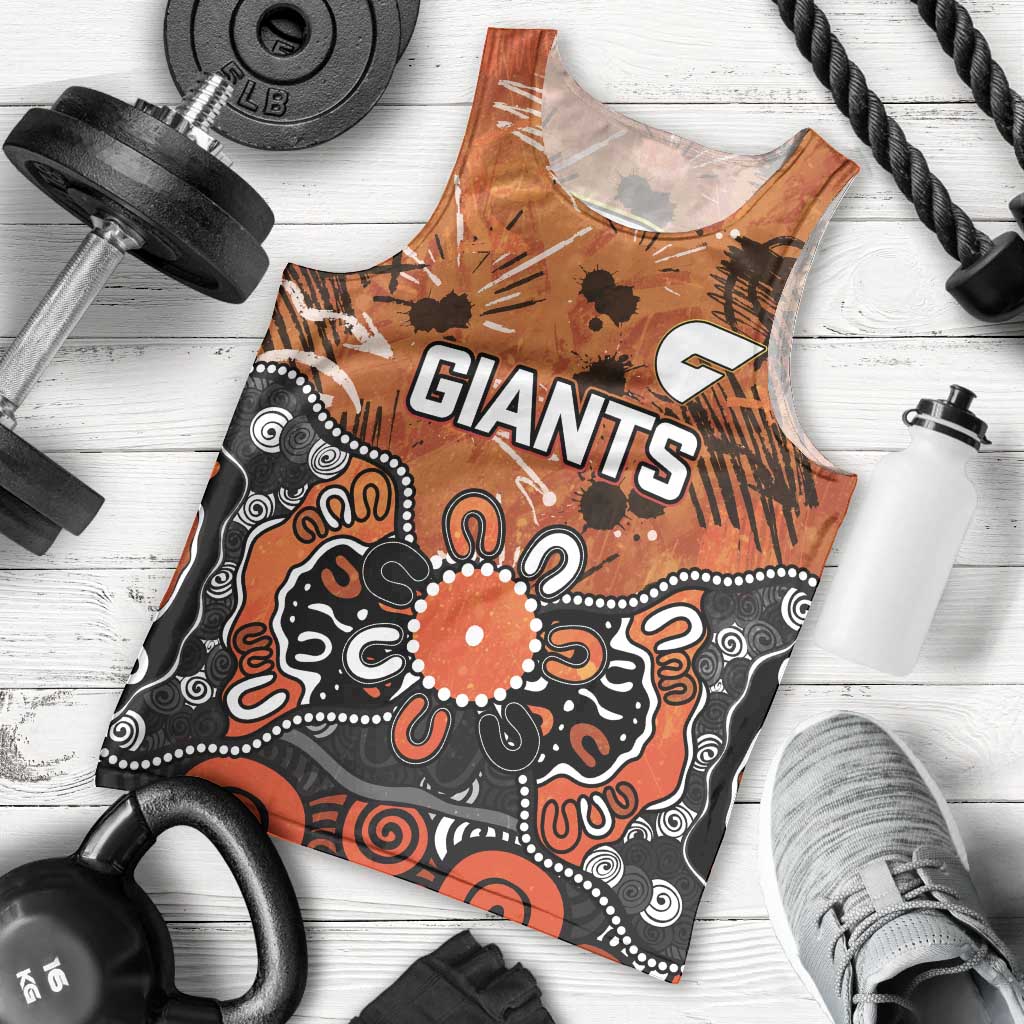 Personalized Greater Western Sydney Giants Men Tank Top Aboriginal Dot Painting Graffiti Style