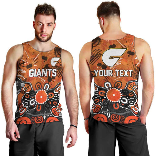 Personalized Greater Western Sydney Giants Men Tank Top Aboriginal Dot Painting Graffiti Style