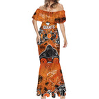 Personalized Greater Western Sydney Giants Mermaid Dress Aboriginal Dot Painting Graffiti Style