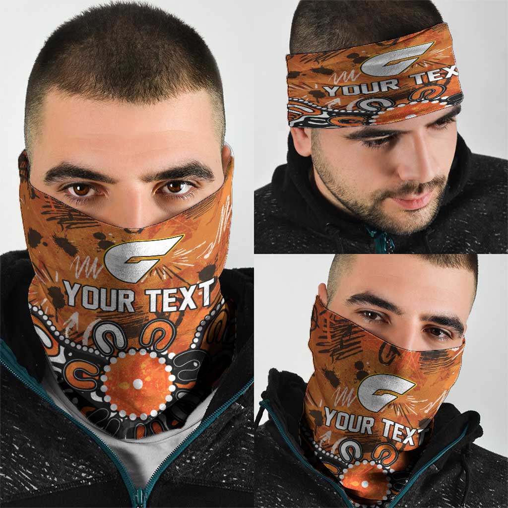 Personalized Greater Western Sydney Giants Neck Gaiter Aboriginal Dot Painting Graffiti Style