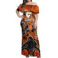 Personalized Greater Western Sydney Giants Off Shoulder Maxi Dress Aboriginal Dot Painting Graffiti Style