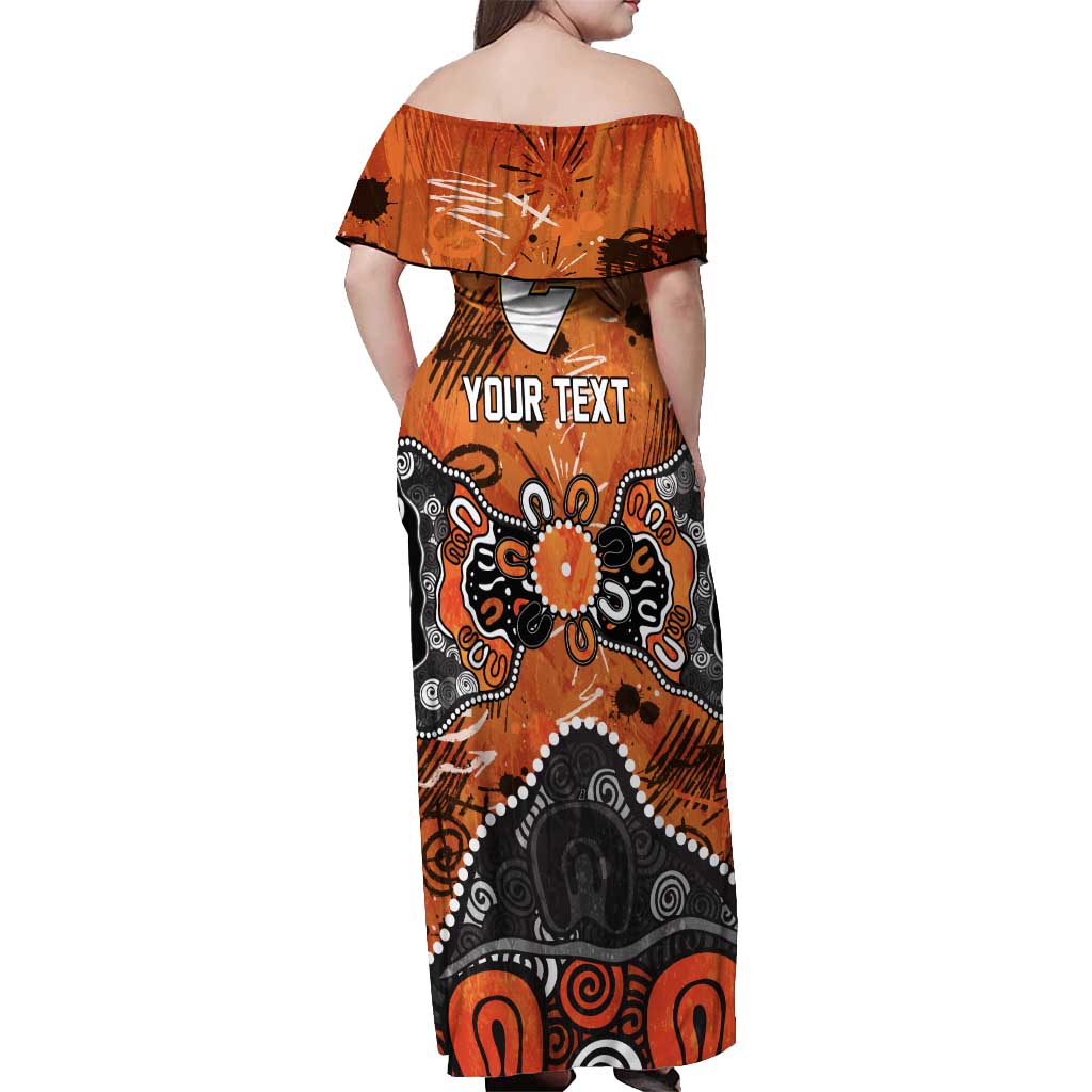 Personalized Greater Western Sydney Giants Off Shoulder Maxi Dress Aboriginal Dot Painting Graffiti Style
