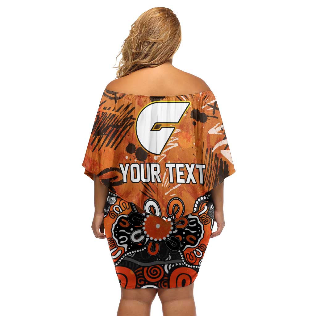 Personalized Greater Western Sydney Giants Off Shoulder Short Dress Aboriginal Dot Painting Graffiti Style