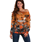 Personalized Greater Western Sydney Giants Off Shoulder Sweater Aboriginal Dot Painting Graffiti Style