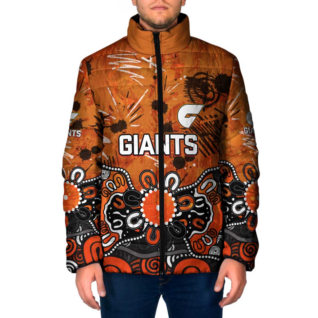 Personalized Greater Western Sydney Giants Padded Jacket Aboriginal Dot Painting Graffiti Style