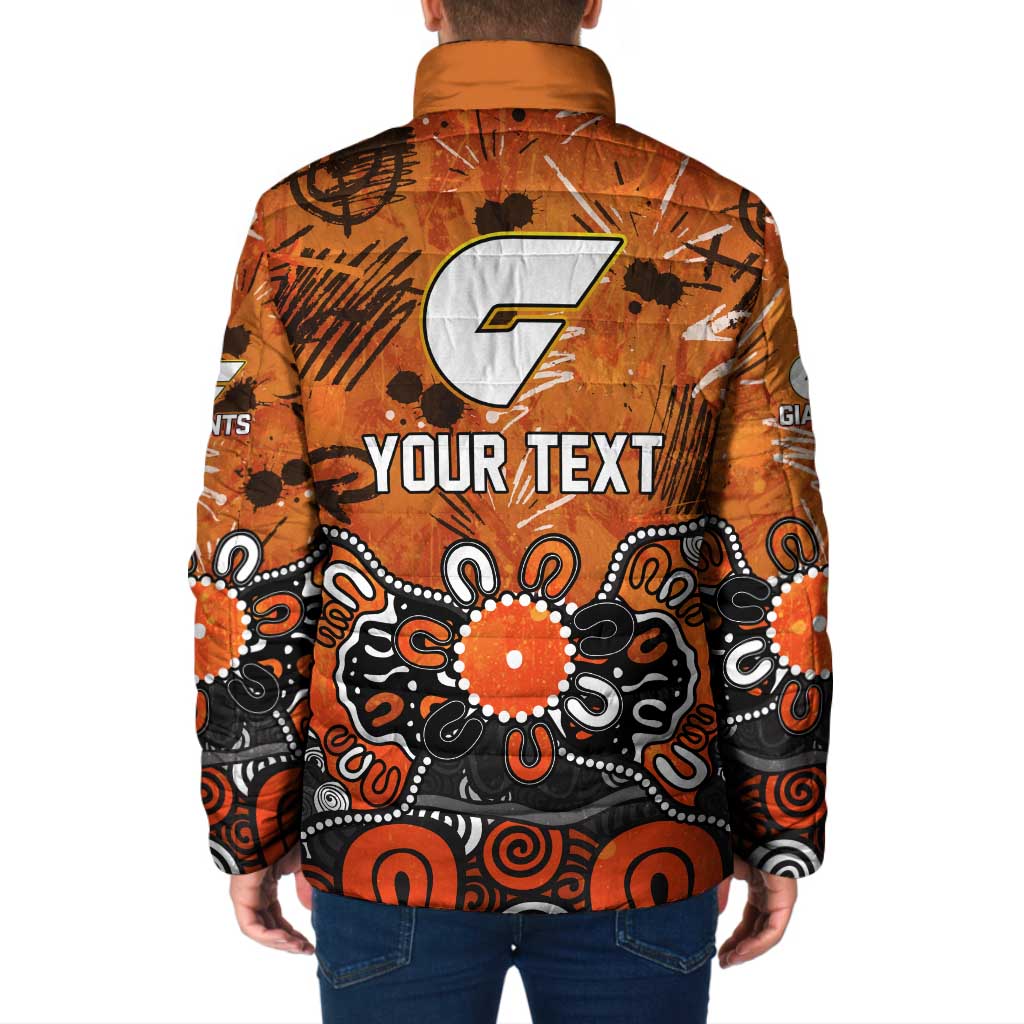 Personalized Greater Western Sydney Giants Padded Jacket Aboriginal Dot Painting Graffiti Style