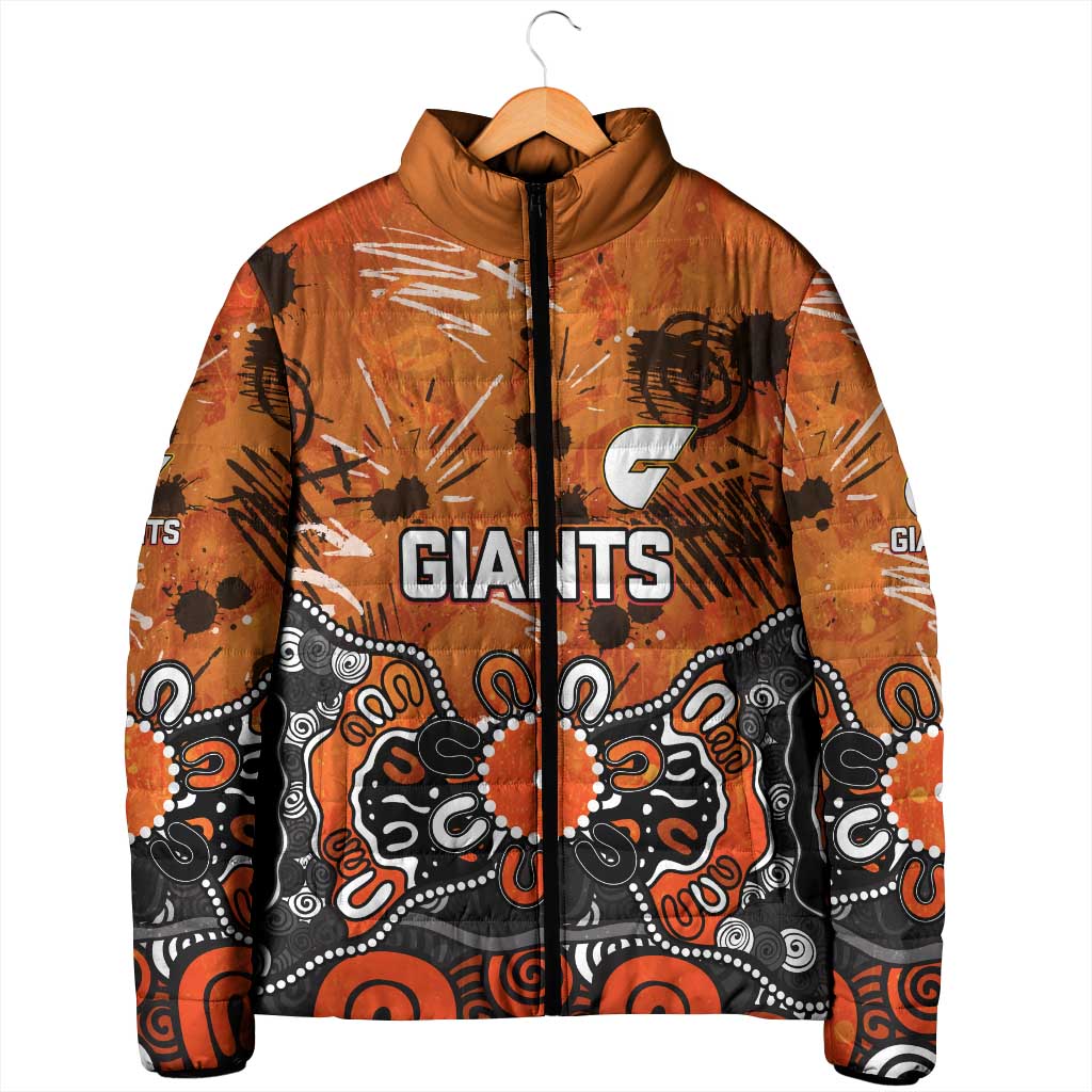 Personalized Greater Western Sydney Giants Padded Jacket Aboriginal Dot Painting Graffiti Style