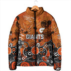 Personalized Greater Western Sydney Giants Padded Jacket Aboriginal Dot Painting Graffiti Style