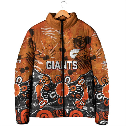 Personalized Greater Western Sydney Giants Padded Jacket Aboriginal Dot Painting Graffiti Style