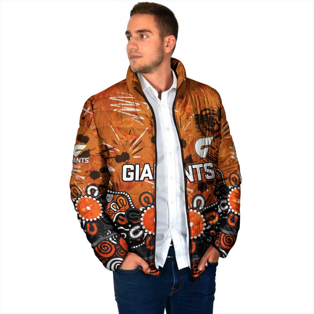 Personalized Greater Western Sydney Giants Padded Jacket Aboriginal Dot Painting Graffiti Style
