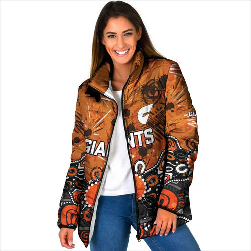 Personalized Greater Western Sydney Giants Padded Jacket Aboriginal Dot Painting Graffiti Style