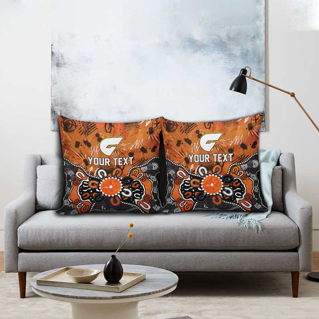 Personalized Greater Western Sydney Giants Pillow Cover Aboriginal Dot Painting Graffiti Style