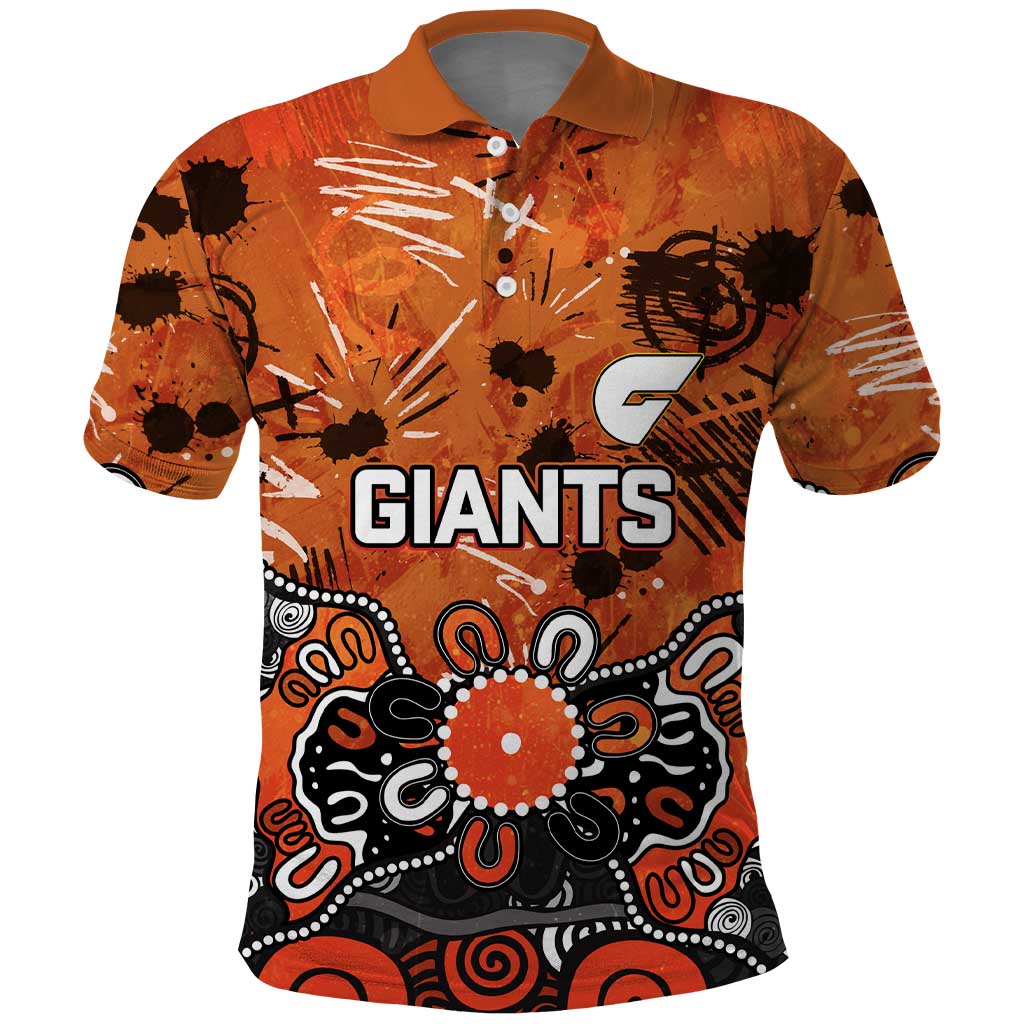 Personalized Greater Western Sydney Giants Polo Shirt Aboriginal Dot Painting Graffiti Style