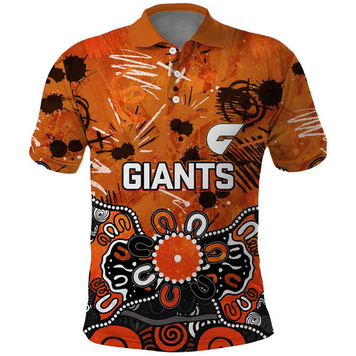 Personalized Greater Western Sydney Giants Polo Shirt Aboriginal Dot Painting Graffiti Style