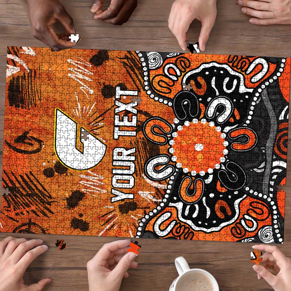 Personalized Greater Western Sydney Giants Puzzle Aboriginal Dot Painting Graffiti Style