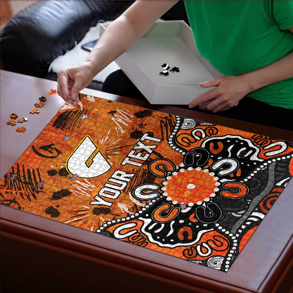 Personalized Greater Western Sydney Giants Puzzle Aboriginal Dot Painting Graffiti Style