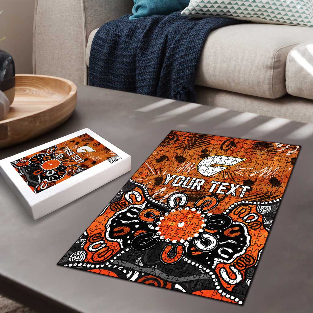 Personalized Greater Western Sydney Giants Puzzle Aboriginal Dot Painting Graffiti Style