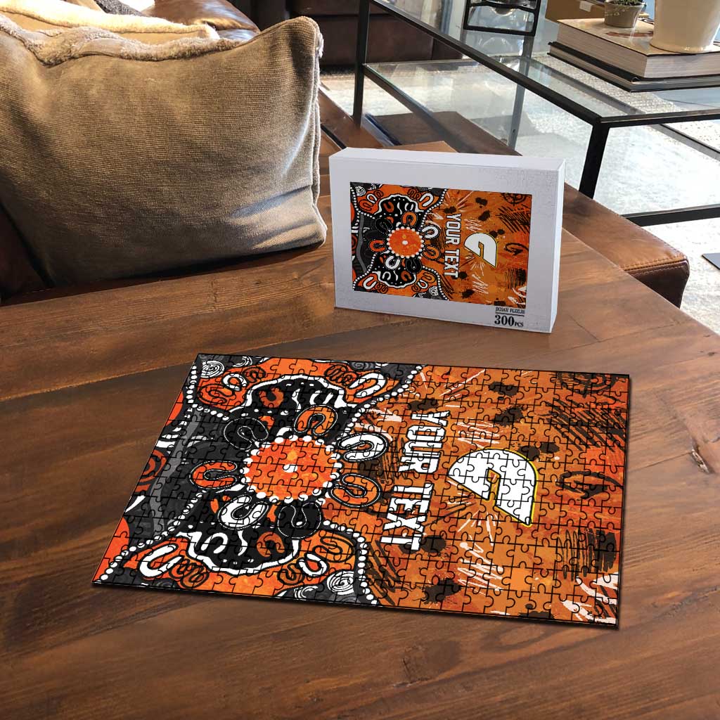Personalized Greater Western Sydney Giants Puzzle Aboriginal Dot Painting Graffiti Style