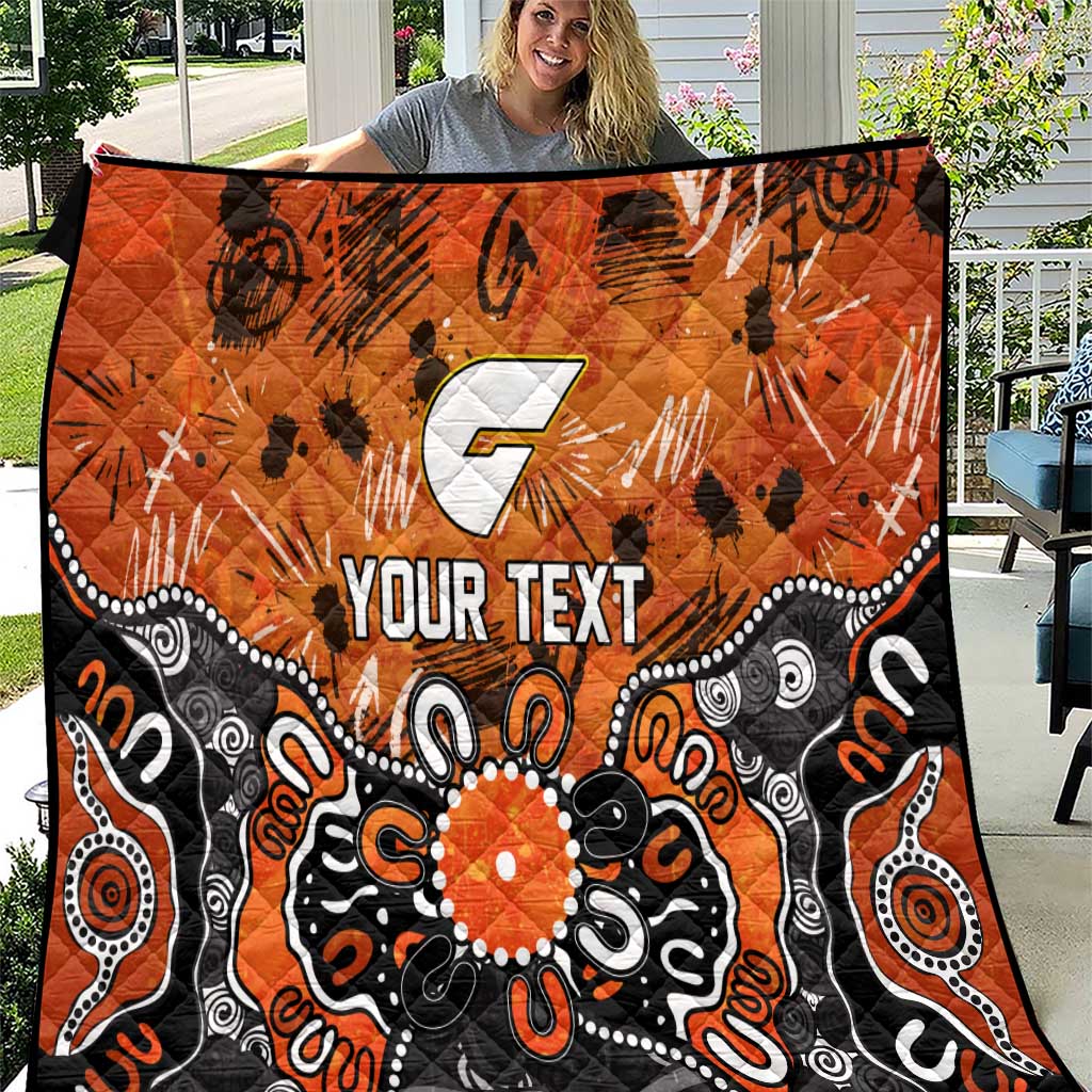 Personalized Greater Western Sydney Giants Quilt Aboriginal Dot Painting Graffiti Style
